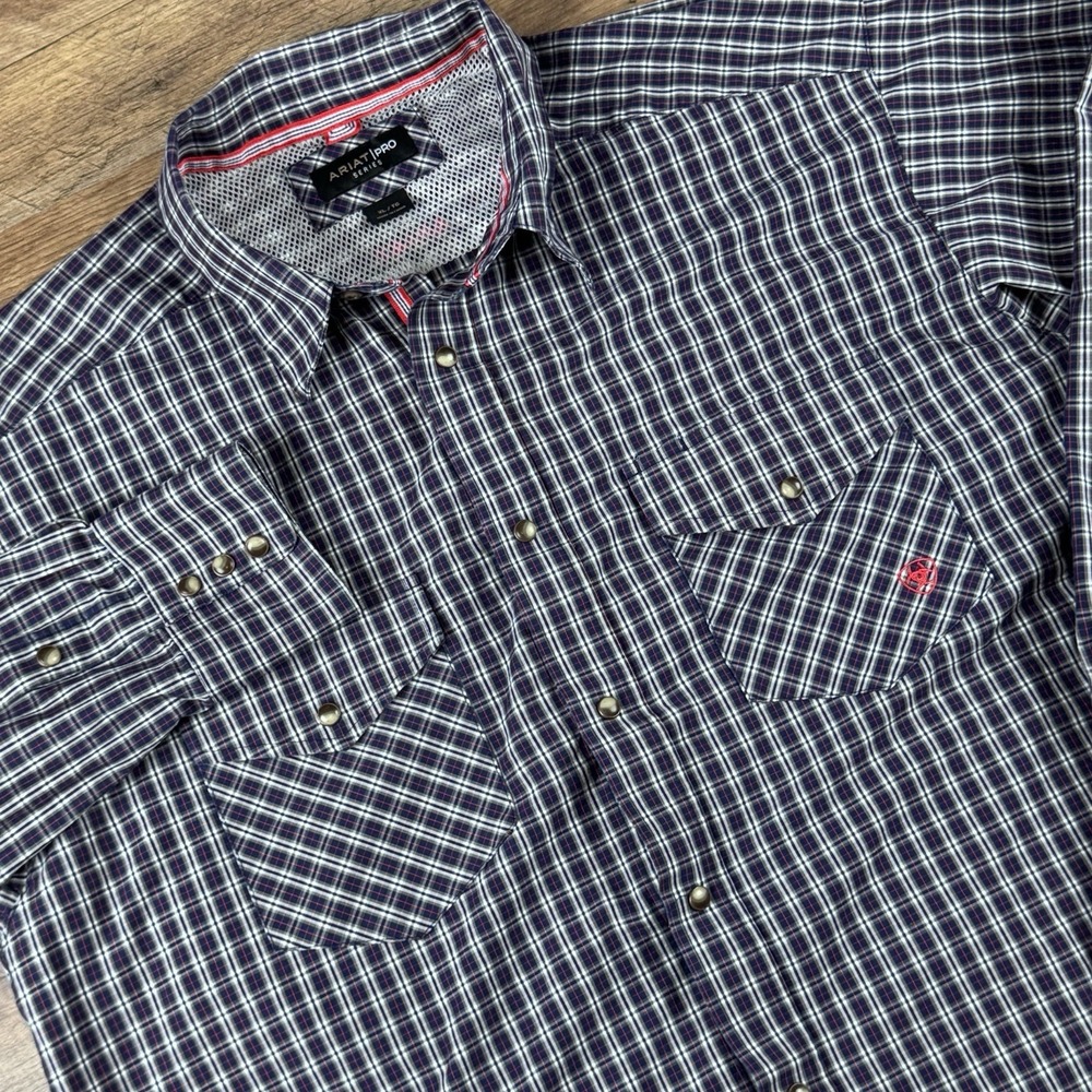 Ariat Shirt Mens XL Purple Striped Pro Series Western Cowboy Long Sleeve